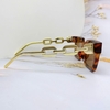 Mắt Kính Thời Trang - Kính Louis Vuitton Nữ Vuông Màu Nâu Hổ Phách Gọng Mắc Xích Cao Cấp