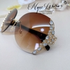 Mắt Kính Thời Trang Nữ - Kính Chanel Nữ Bầu Màu Nâu Đính Đá Cao Cấp Mã SP 66240