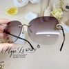 Mắt Kính Thời Trang Nữ - Kính Chanel Nữ Bầu Màu Xám Khói Gọng Kim Loại 6861