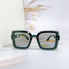 Mắt Kính Thời Trang Nữ - Kính Dior Nữ Vuông Khói Gọng Xanh Đậm Tràn Viền D77-703