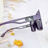 Mắt Kính Thời Trang Nữ - Kính Fendi Nữ Tròng Vuông Khói Tràn Viền Gọng Màu Tím Than Cao Cấp
