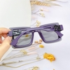 Mắt Kính Thời Trang Nữ - Kính Fendi Nữ Tròng Vuông Khói Tràn Viền Gọng Màu Tím Than Cao Cấp