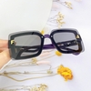 Mắt Kính Thời Trang Nữ - Kính Fendi Nữ Tròng Vuông Khói Tràn Viền Gọng Màu Tím Than Cao Cấp