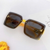 Mắt Kính Thời Trang Nữ - Kính Fendi Nữ Tròng Vuông Khói Tràn Viền Gọng Vàng Cam Cao Cấp 2254