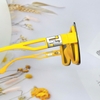 Mắt Kính Thời Trang Nữ - Kính Fendi Nữ Tròng Vuông Khói Tràn Viền Gọng Vàng Cam Cao Cấp 2254
