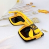 Mắt Kính Thời Trang Nữ - Kính Fendi Nữ Tròng Vuông Khói Tràn Viền Gọng Vàng Cam Cao Cấp 2254
