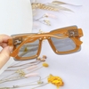 Mắt Kính Thời Trang Nữ - Kính Fendi Nữ Tròng Vuông Khói Tràn Viền Gọng Vàng Nghệ Cao Cấp 2254