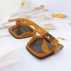 Mắt Kính Thời Trang Nữ - Kính Fendi Nữ Tròng Vuông Khói Tràn Viền Gọng Vàng Nghệ Cao Cấp 2254