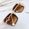 Mắt Kính Thời Trang Nữ - Kính Fendi Nữ Vuông Màu Nâu Hổ Phách Tràn Viền Gọng Kim Loại Mã 7065