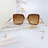 Mắt Kính Thời Trang Nữ - Kính Fendi Nữ Vuông Màu Nâu Hổ Phách Tràn Viền Gọng Kim Loại Mã 7065