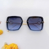 Mắt Kính Thời Trang Nữ - Kính Fendi Nữ Vuông Màu Xanh Đen Tràn Viền Gọng Kim Loại Mã 7065