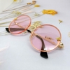 Mắt Kính Thời Trang Nữ - Kính Gucci Nữ Màu Hồng Tròn Gọng Kim Loại Cao Cấp FullBox