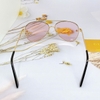 Mắt Kính Thời Trang Nữ - Kính Gucci Nữ Màu Hồng Tròng Bầu Gọng Kim Loại Mã GO0229S