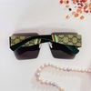 Mắt Kính Thời Trang Nữ - Kính Gucci Nữ Vuông Màu Đen Khói Tràn Viền Gọng Kem Sữa Cao Cấp 2206