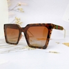 Mắt Kính Thời Trang Nữ - Kính Gucci Nữ Vuông Nâu Hổ Phách Gọng Kim Loại Cao Cấp X6077 Full Box