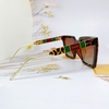 Mắt Kính Thời Trang Nữ - Kính Gucci Nữ Vuông Nâu Hổ Phách Gọng Kim Loại Cao Cấp X6077 Full Box