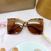 Mắt Kính Thời Trang Nữ - Kính Gucci Nữ Vuông Nâu Hổ Phách Mặt Cắt Gọng Kim Loại Cao Cấp Kèm Hộp X6026