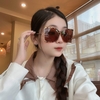 Mắt Kính Thời Trang Nữ - Kính Gucci Nữ Vuông Nâu Hổ Phách Mặt Cắt Gọng Kim Loại Cao Cấp Kèm Hộp X6026