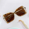 Mắt Kính Thời Trang Nữ - Kính Gucci Nữ Vuông Nâu Hổ Phách Mặt Cắt Gọng Kim Loại Cao Cấp Kèm Hộp X6026