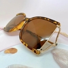 Mắt Kính Thời Trang Nữ - Kính Gucci Nữ Vuông Nâu Hổ Phách Mặt Cắt Gọng Kim Loại Cao Cấp Kèm Hộp X6026