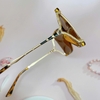 Mắt Kính Thời Trang Nữ - Kính Gucci Nữ Vuông Nâu Hổ Phách Mặt Cắt Gọng Kim Loại Cao Cấp Kèm Hộp X6026