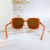Mắt Kính Thời Trang Nữ - Kính Hermes Nữ Vuông Màu Nâu Viền Cam Gọng Chữ H Phối Mắc Xích