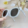 Mắt Kính Thời Trang Nữ - Kính Râm Nữ Tròng Đen Gọng Trắng Đính Ngôi Sao Cao Cấp 5700