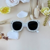 Mắt Kính Thời Trang Nữ - Kính Râm Nữ Tròng Đen Gọng Trắng Đính Ngôi Sao Cao Cấp 5700
