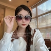 Mắt Kính Thời Trang Nữ Bầu - Kính Chanel Nữ Tím Khói Gọng Đính Ngọc Trai 6843
