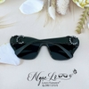 Mắt Kính Thời Trang Nữ Mắt Mèo - Kính Chanel Nữ Màu Đen Gọng Đính Logo