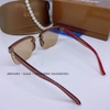 Mắt Kính Gucci Nữ Trà Gọng Sọc Đỏ Cao Cấp 6002