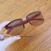 Mắt Kính Gucci Nữ Trà Gọng Sọc Đỏ Cao Cấp 6002