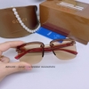 Mắt Kính Gucci Nữ Trà Gọng Sọc Đỏ Cao Cấp 6002