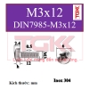 Bu lông chỏm cầu nhỏ inox 304-DIN7985-M3x12