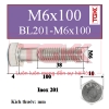 Bu lông inox 201-M6x100