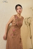 Đầm linen xẻ tà thêu tay VIRGIN- MaxMessi