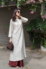Áo dài linen tơ tằm MaxMessi thắt nơ