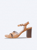 SALSA-SD03 Giày Sandal nữ da thật quai chéo gót trụ 7cm