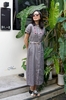 G122 Đầm IVANKA linen sơ mi thêu tay rút rua