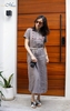 G122 Đầm IVANKA linen sơ mi thêu tay rút rua
