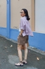 Quần short linen cạp cao xếp li - MaxMessi