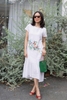 G103 Đầm maxi đuôi cá linen SHAKIRA thêu tay cành hoa lá chim
