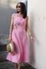 G94 Đầm linen cổ vuông thêu tay thủ công BETTY