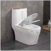 Bồn Cầu 1 Khối R35-4 Viền Vàng