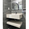 Bàn Đá Lavabo 2 Tầng Bo Góc Màu Be Cao Cấp