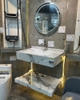 Bộ Bàn Đá Lavabo 2 Tầng Màu Trắng Vân Đá