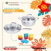 Bộ Đôi Nồi Chảo T Chef Series Perfect Set (2) + Tặng kèm Bộ hộp BQTP Colorful Rectangular (8)