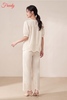 [SET CÚC TRẮNG, XANH]Bộ ngắn tay nữ cotton thêu hoa cúc có lớp lót - WBN2601