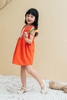 Váy bé gái sát nách cam phối ren - KVS2209