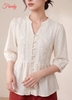 [SET THẠCH THẢO] Bộ dài tay nữ linen đắp ren hoa thanh lịch - WBD2604